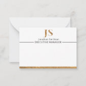 クラッシーエレガントホワイト&金ゴールドモノグラパーソナライズされたム ノートカード (正面)