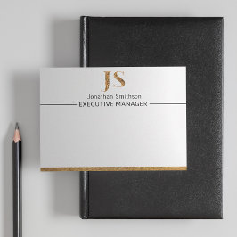 クラッシーエレガントホワイト&金ゴールドモノグラパーソナライズされたム ノートカード