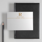 クラッシーエレガントホワイト&金ゴールドモノグラパーソナライズされたム ノートカード