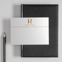 クラッシーエレガントホワイト&金ゴールドモノグラパーソナライズされたム ノートカード