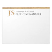 クラッシーエレガントホワイト&金ゴールドモノグラパーソナライズされたム ノートパッド (正面)