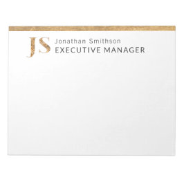 クラッシーエレガントホワイト&金ゴールドモノグラパーソナライズされたム ノートパッド