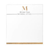 クラッシーエレガントホワイト&金ゴールドモノグラパーソナライズされたム ノートパッド (正面)