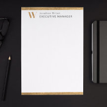 クラッシーエレガントホワイト&金ゴールドモノグラパーソナライズされたム