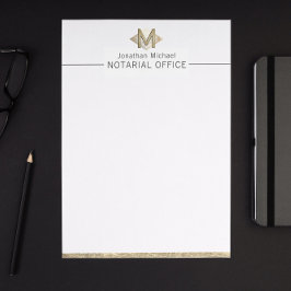 クラッシーエレガントホワイト&金ゴールドモノグラパーソナライズされたム レターヘッド