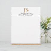 クラッシーエレガントホワイト&金ゴールドモノグラパーソナライズされたム レターヘッド (スタンド正面)