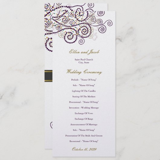 クラッシーエレガントボホパープルらせん状結婚式 プログラム (正面/裏面)