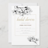 クラッシーエレガントマグノリアスシックフローラブライダルシャワー 招待状 (正面)