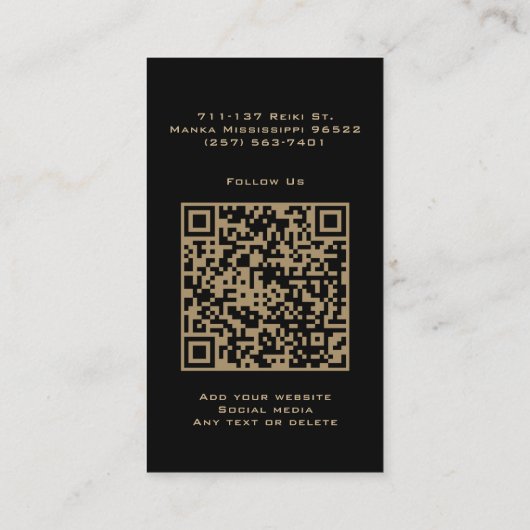 クラッシーエレガントマンダラシックラグジュアリーブラック&金ゴールド 名刺 (裏面)