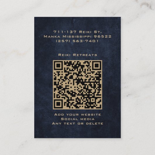 クラッシーエレガントマンダラシック高級金ゴールドネイビーブルー 名刺 (裏面)