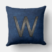 クラッシーエレガントモノグパーソナライズされたラム木炭ネイビー クッション (裏面)