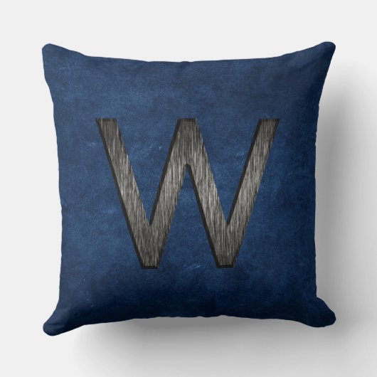 クラッシーエレガントモノグパーソナライズされたラム木炭ネイビー クッション (裏面)