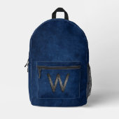 クラッシーエレガントモノグパーソナライズされたラム木炭ネイビー プリントバックパック (正面)