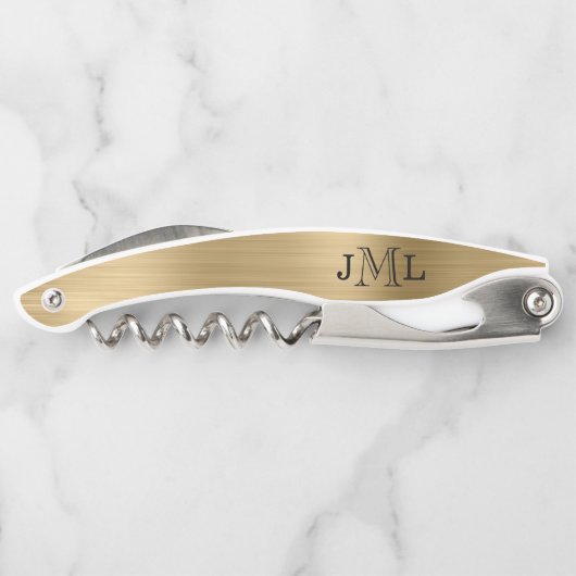 クラッシーエレガントモノグラム3文字ブラシ付き金ゴールド ソムリエナイフ (裏面)