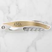 クラッシーエレガントモノグラム3文字ブラシ付き金ゴールド ソムリエナイフ (正面)