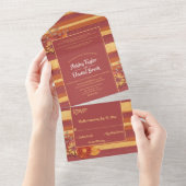 クラッシーエレガントラグジュアリーモダンサマーフローラ結婚ズ オールインワン招待状 (貼ってはがせる)