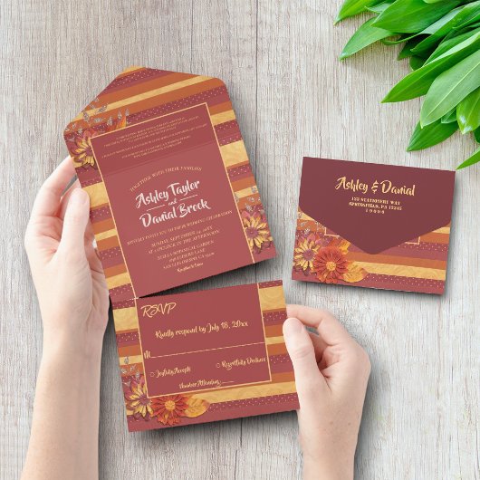 クラッシーエレガントラグジュアリーモダンサマーフローラ結婚ズ オールインワン招待状