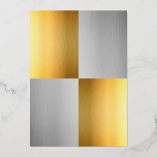 クラッシーエレガントラグジュアリーモダンズ結婚シルバー金ゴールド 箔招待状 (裏面)