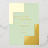 クラッシーエレガントラグジュアリー金ゴールドシルバモダンーズ結婚 箔招待状 (正面)