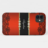 クラッシーエレガントリーガルレッドレースブラック金ゴールド Case-Mate iPhoneケース (裏面(横))