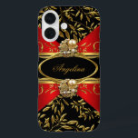 クラッシーエレガントレッドブラック金ゴールドダマスクジュエル2 iPhone 16ケース<br><div class="desc">エリートレッドエレガントブラック金ゴールドダマスクジュエル上品な金ゴールドダマスクフローラ女性と女の子のための素晴らしいiPadカバーエレガント。Zizzagoこのデザインを作成した注いでくださいすべてのフラットイメージ！彼らはグリッター、ダイヤモンドの宝石や弓を持っ実在ていない!!</div>