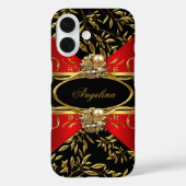 クラッシーエレガントレッドブラック金ゴールドダマスクジュエル2 Case-Mate iPhoneケース (裏面)