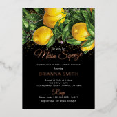 クラッシーエレガントレモンブライダルシャワー実在ホイルインバート 箔招待状 (正面)