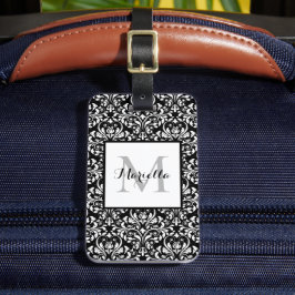 クラッシーエレガント白黒モノグラムダマスクカスタム ラゲッジタグ