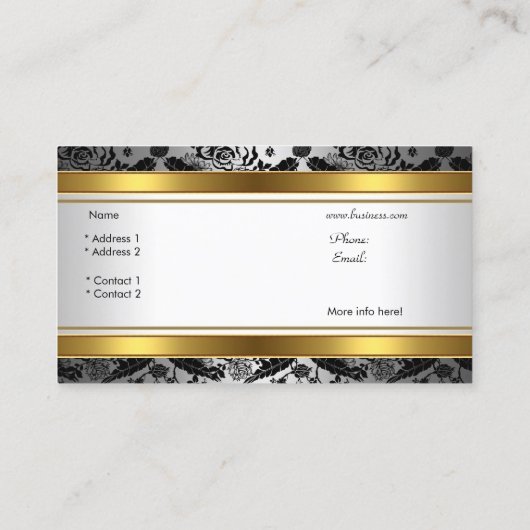 クラッシーエレガント金ゴールドグレイフローラブラック銀 名刺 (裏面)
