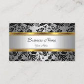 クラッシーエレガント金ゴールドグレイフローラブラック銀 名刺 (正面)
