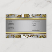 クラッシーエレガント金ゴールドシルバーエンボスフローラリーフ 名刺 (裏面)
