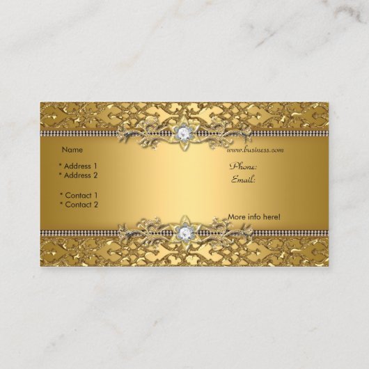 クラッシーエレガント金ゴールドダマスクエンボスジュエル 名刺 (裏面)