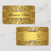 クラッシーエレガント金ゴールドダマスクエンボスルック 名刺 (正面/裏面)