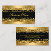 クラッシーエレガント金ゴールドダマスクフローラオーバーレイ 名刺 (正面/裏面)