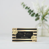 クラッシーエレガント金ゴールドバラとストライプサロン 名刺 (スタンド正面)