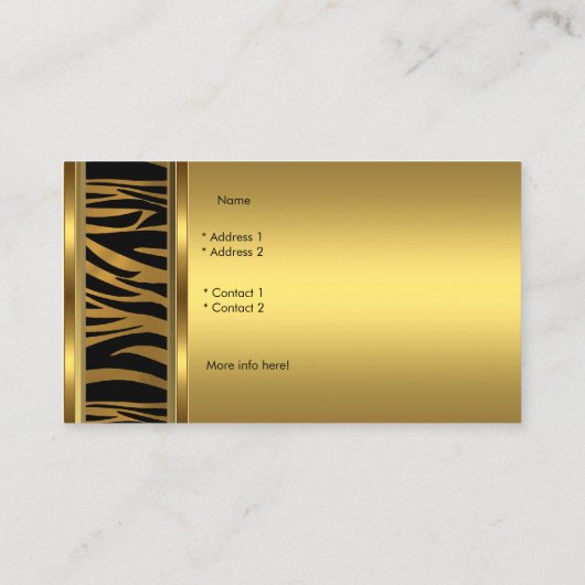 クラッシーエレガント金ゴールドブラックアニマルプリント 名刺 (裏面)