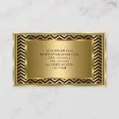 クラッシーエレガント金ゴールドブラックフレームシェブロンストライプ 名刺 (裏面)