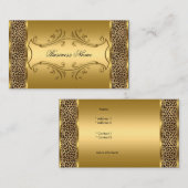 クラッシーエレガント金ゴールドブラックレオパードアニマルプリント 名刺 (正面/裏面)
