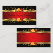 クラッシーエレガント金ゴールドブラックレッドローゼス 名刺 (正面/裏面)