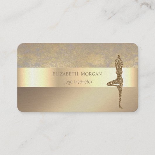 クラッシーエレガント金ゴールドモダングリッターヨガガガール 名刺 (正面)