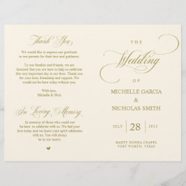 クラッシーエレガント金ゴールド、折り畳み可能結婚式 プログラム