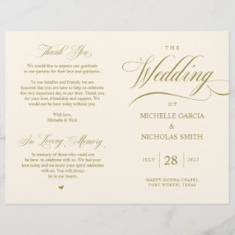 クラッシーエレガント金ゴールド、折り畳み可能結婚式 プログラム