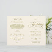 クラッシーエレガント金ゴールド、折り畳み可能結婚式 プログラム (スタンド正面)