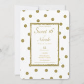クラッシーエレガント&シックホワイト金ゴールドスウィート16パーティー 招待状 (正面)