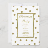 クラッシーエレガント&シックホワイト金ゴールドホリデーパーティー 招待状 (正面)