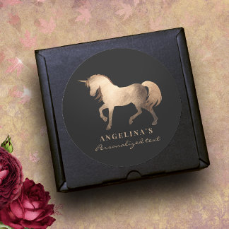 クラッシーガーリーラグジュアリーバラゴールドフォイルカスタムユニコーン ラウンドシール