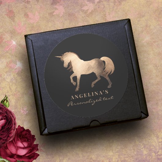 クラッシーガーリーラグジュアリーバラゴールドフォイルカスタムユニコーン ラウンドシール