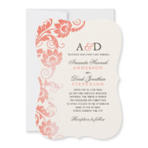 クラッシーグラデーションコーラルフラワーズ結婚式招待状