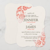 クラッシーグラデーションコーラル結婚式招待状 招待状 (正面/裏面)