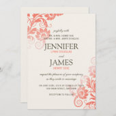 クラッシーグラデーションコーラル結婚式招待状(5x7) 招待状 (正面/裏面)